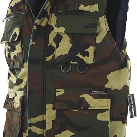 Renegader Sportswear Men's Multiple Pocket Water Resistant Camo Fleece Vest XL - Picture 3 of 14
